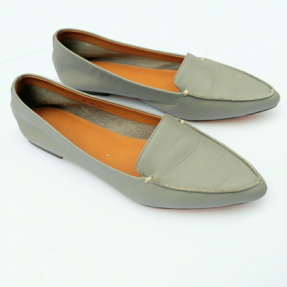 J Crew Edie leather pointed toe loafer gray sz 7.5